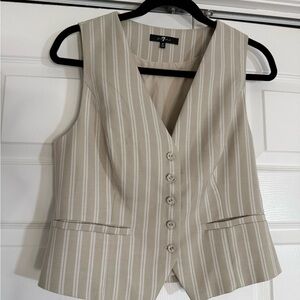 7 For All Mankind Beige and White Striped Vest